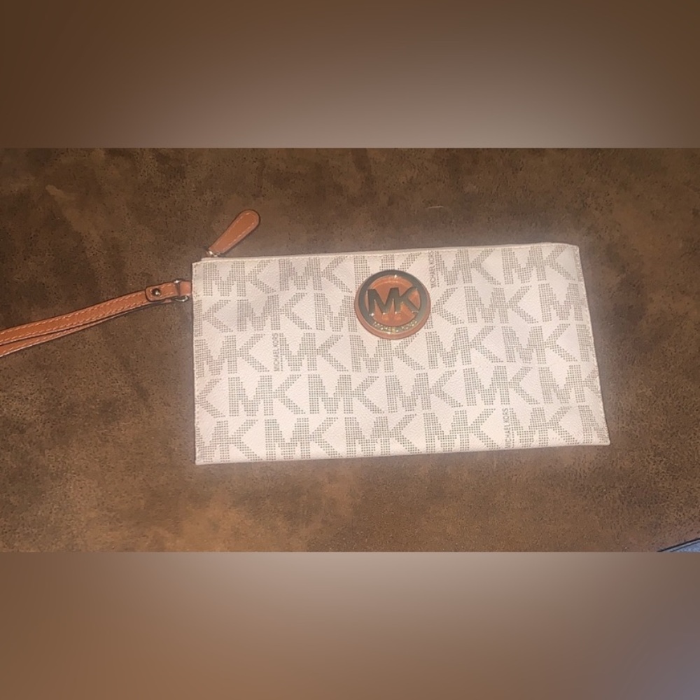 Michael Kors large Beige and Brown Clutch/Wristlet